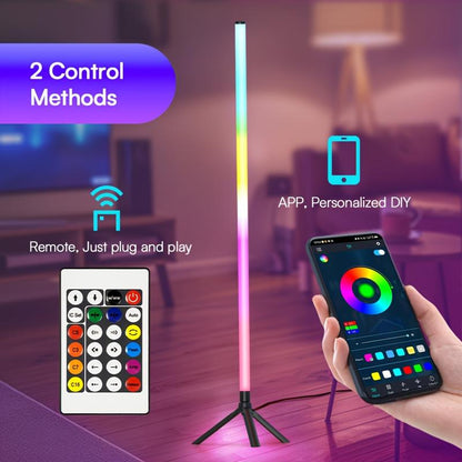 Modern Floor Lamp with Music Sync & 16 Million DIY Colors Dual Control via APP & Remote USB Music Synchronization for Bedroom Living Room Gaming Room - Dimensions Shower Rgb Lights Lights