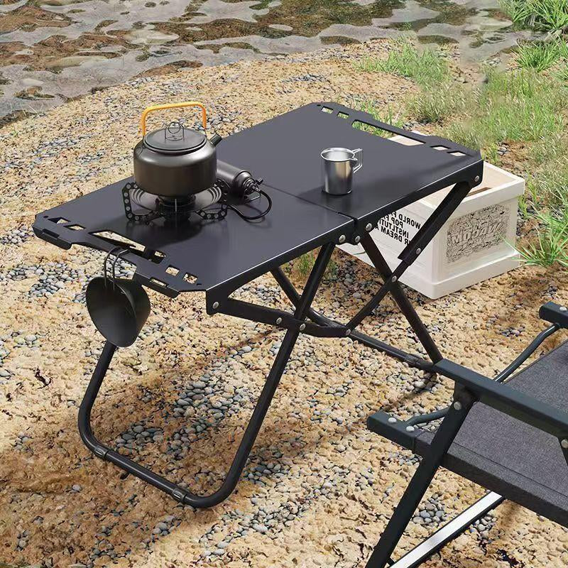 Portable Foldable Outdoor Table, Metal Frame Stable Design, Sandblasted Surface Anti-Corrosion Scratch Resistant, Lightweight Handheld Picnic Table, Camping Table