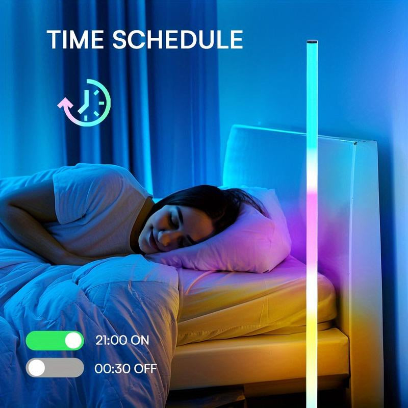 Modern Floor Lamp with Music Sync & 16 Million DIY Colors Dual Control via APP & Remote USB Music Synchronization for Bedroom Living Room Gaming Room - Dimensions Shower Rgb Lights Lights
