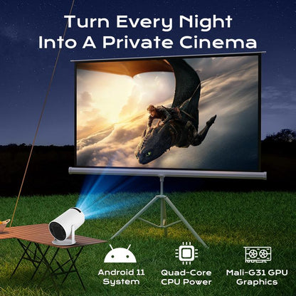 Hy300Pro+ Projector Outdoor Mini Projector 4K Decoding Portable Projector with 5G Wifi 6 & BT 5.0 720P Full HD 160 ANSI Lumens Portable Home Theater