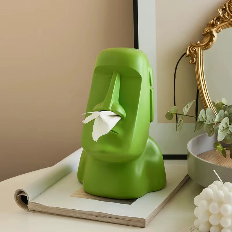 Tissue Creative Paper Box Tissue Box Easter Island Boulder Statue Personality Stone Sculpture Home Tissue Holder Napkin Box