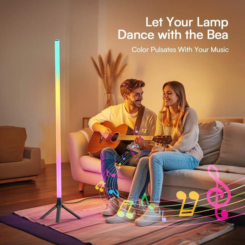 Modern Floor Lamp with Music Sync & 16 Million DIY Colors Dual Control via APP & Remote USB Music Synchronization for Bedroom Living Room Gaming Room - Dimensions Shower Rgb Lights Lights