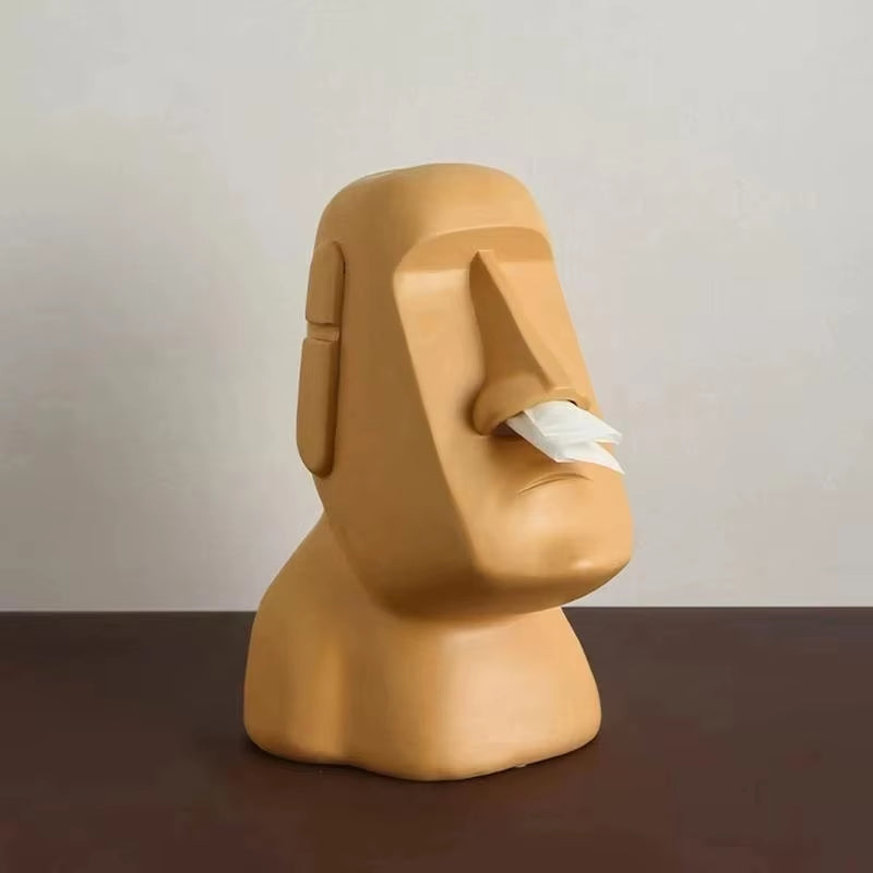Tissue Creative Paper Box Tissue Box Easter Island Boulder Statue Personality Stone Sculpture Home Tissue Holder Napkin Box