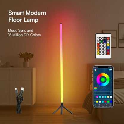 Modern Floor Lamp with Music Sync & 16 Million DIY Colors Dual Control via APP & Remote USB Music Synchronization for Bedroom Living Room Gaming Room - Dimensions Shower Rgb Lights Lights