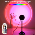 16-Color Remote Sunset Lamp: 360° Rotation RGB Rainbow Projector