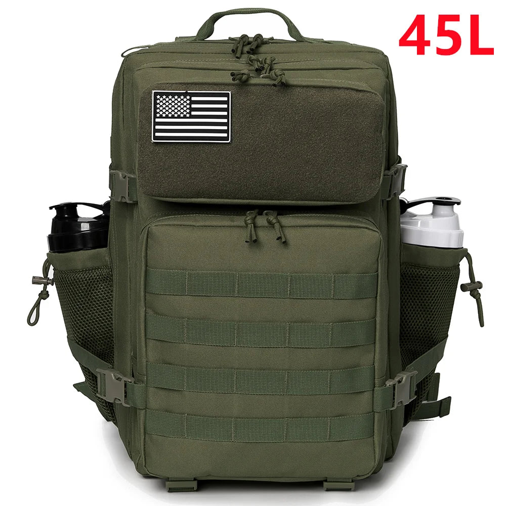 25-45L Tactical Pro Backpack: Rugged Outdoor & Gym Rucksack