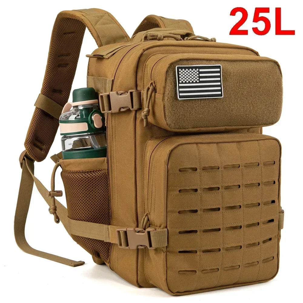 25-45L Tactical Pro Backpack: Rugged Outdoor & Gym Rucksack