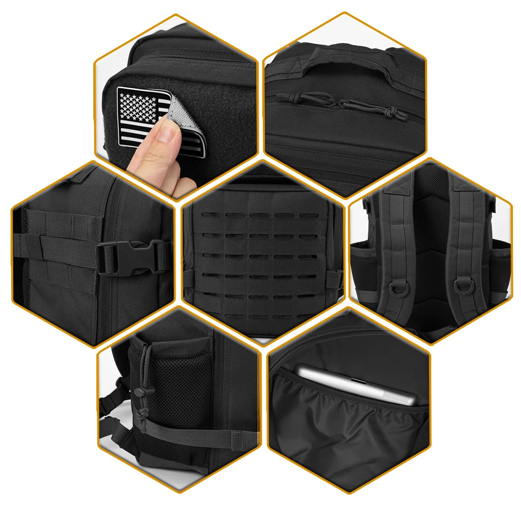 25-45L Tactical Pro Backpack: Rugged Outdoor & Gym Rucksack