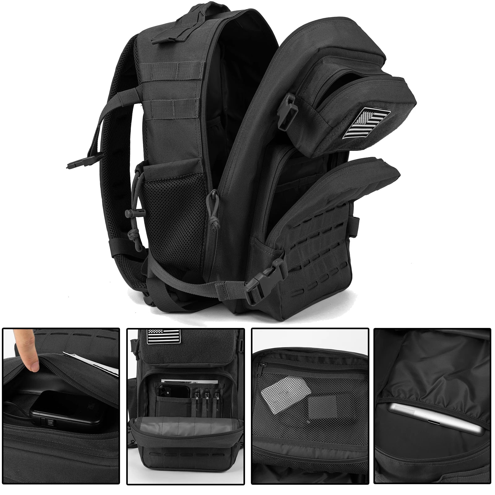25-45L Tactical Pro Backpack: Rugged Outdoor & Gym Rucksack