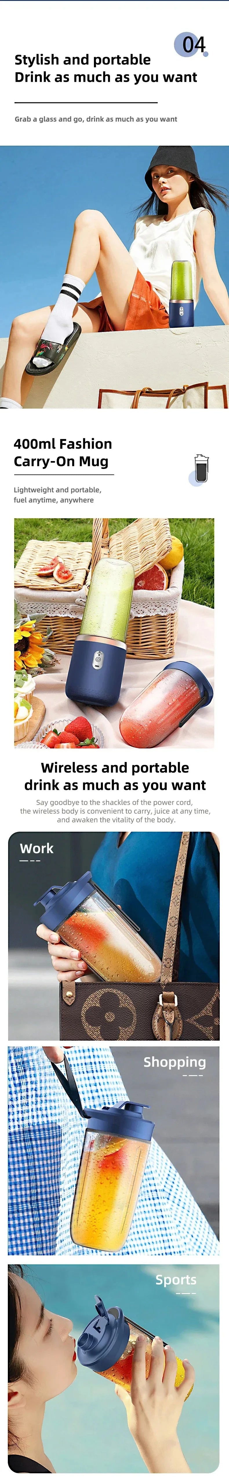 Portable 400ml USB Electric Blender & Travel Juicer