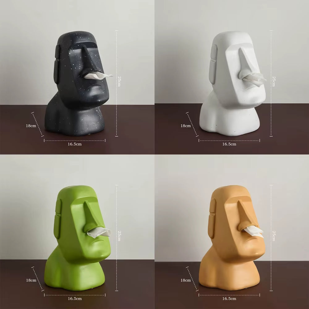 Tissue Creative Paper Box Tissue Box Easter Island Boulder Statue Personality Stone Sculpture Home Tissue Holder Napkin Box