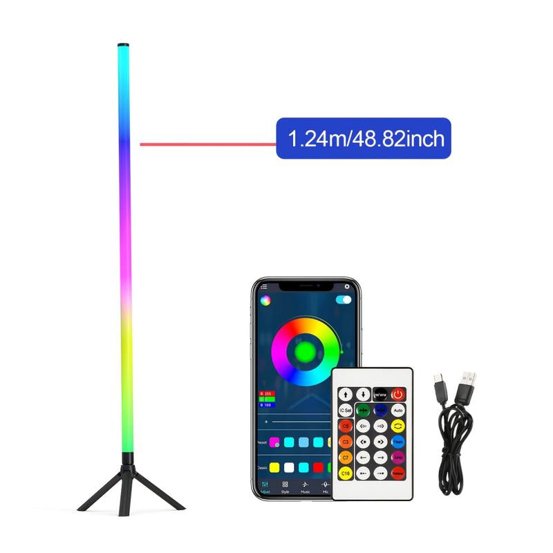 Modern Floor Lamp with Music Sync & 16 Million DIY Colors Dual Control via APP & Remote USB Music Synchronization for Bedroom Living Room Gaming Room - Dimensions Shower Rgb Lights Lights