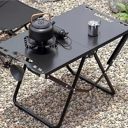Portable Foldable Outdoor Table, Metal Frame Stable Design, Sandblasted Surface Anti-Corrosion Scratch Resistant, Lightweight Handheld Picnic Table, Camping Table
