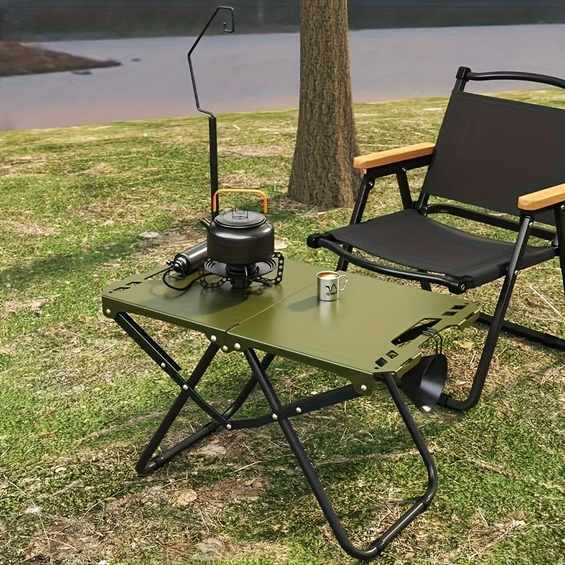 Portable Foldable Outdoor Table, Metal Frame Stable Design, Sandblasted Surface Anti-Corrosion Scratch Resistant, Lightweight Handheld Picnic Table, Camping Table