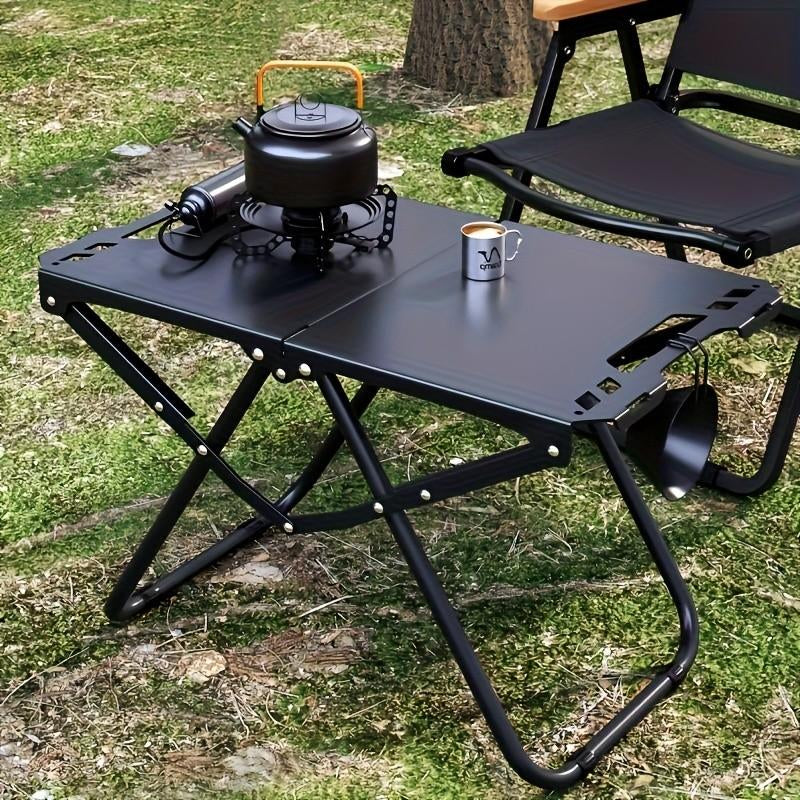Portable Foldable Outdoor Table, Metal Frame Stable Design, Sandblasted Surface Anti-Corrosion Scratch Resistant, Lightweight Handheld Picnic Table, Camping Table