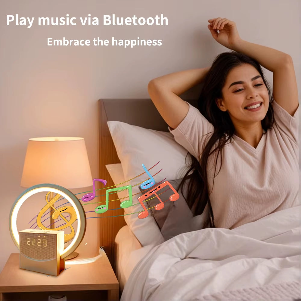 Sunrise Simulation Alarm Clock with Bluetooth Speaker White Noise Machine LED Desk Night Light Home Office Decor for Bedroom