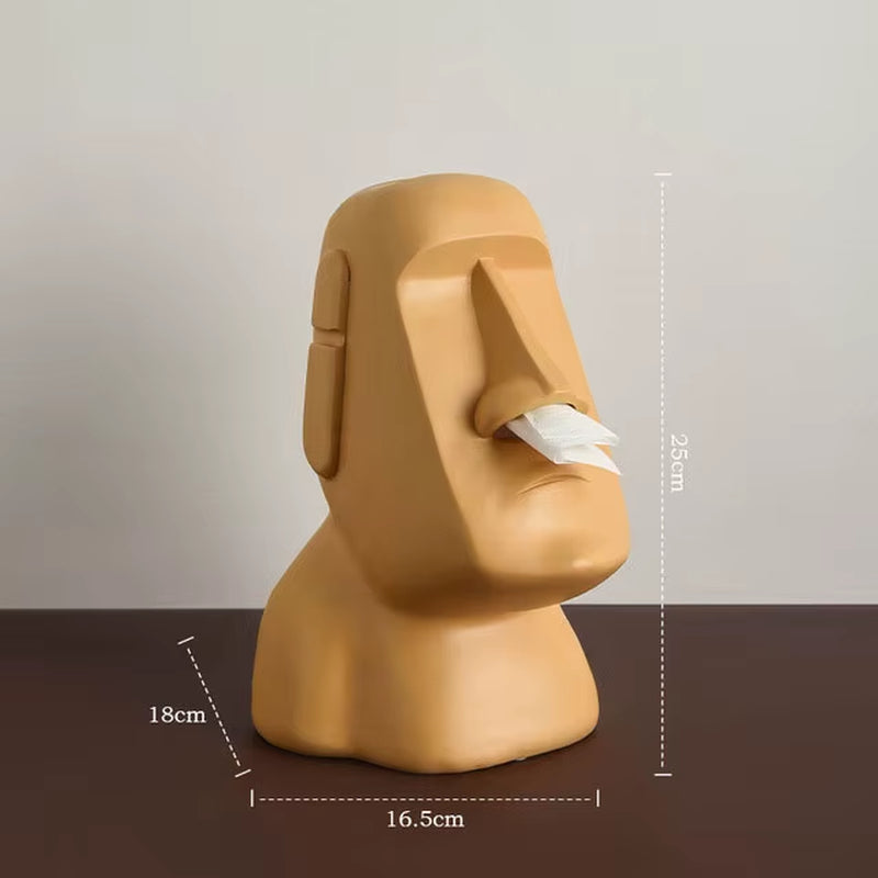 Tissue Creative Paper Box Tissue Box Easter Island Boulder Statue Personality Stone Sculpture Home Tissue Holder Napkin Box