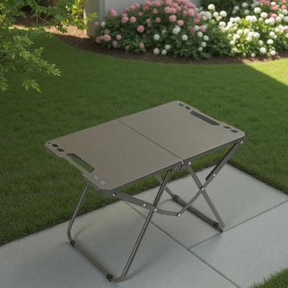 Portable Foldable Outdoor Table, Metal Frame Stable Design, Sandblasted Surface Anti-Corrosion Scratch Resistant, Lightweight Handheld Picnic Table, Camping Table